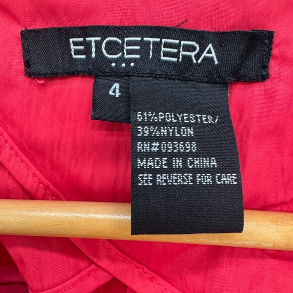 Etcetera Belted Ruffle Jacket Womens Coral Red Pink Trench Coat Size 4 - Picture 7 of 16